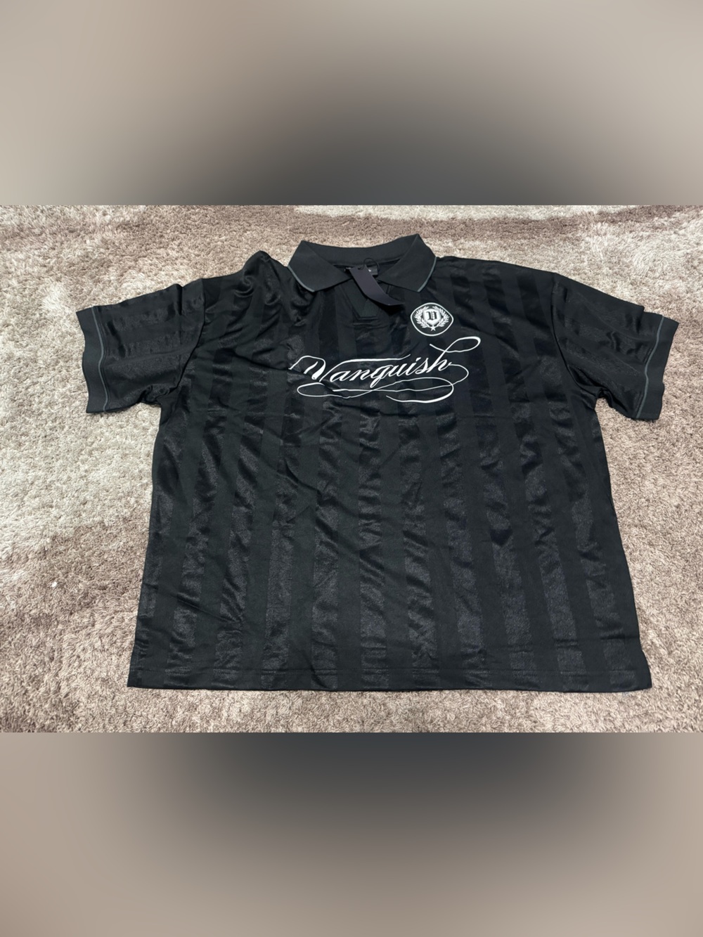 VANQUISH BLACK OVERSIZED BOXY FOOTBALL JERSEY